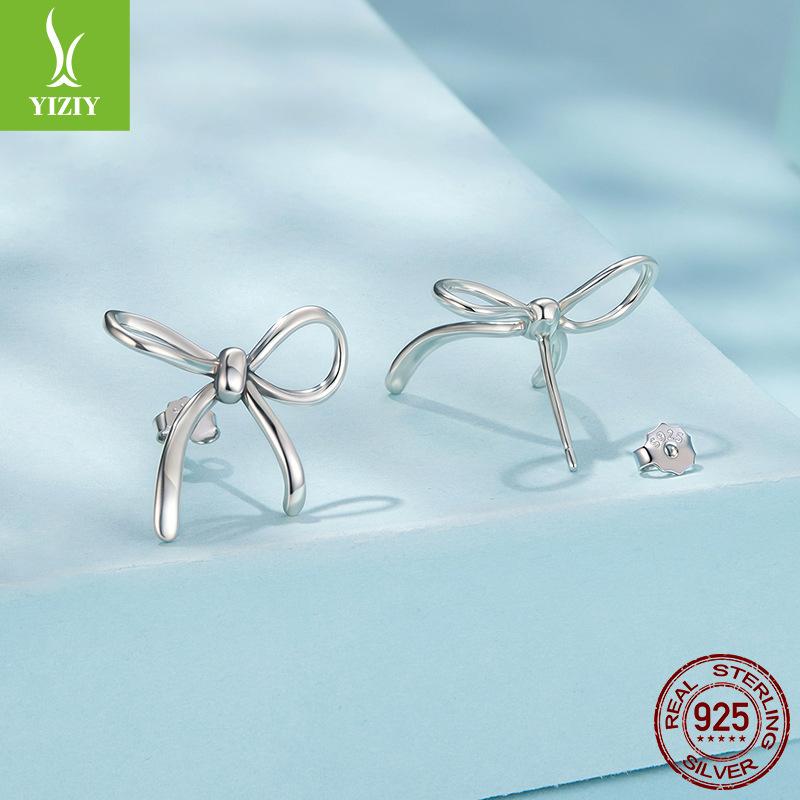 Simple S925 Sterling Silver Stud Earrings Women, Versatile Princess Style Whole Body Silver Stud Earrings