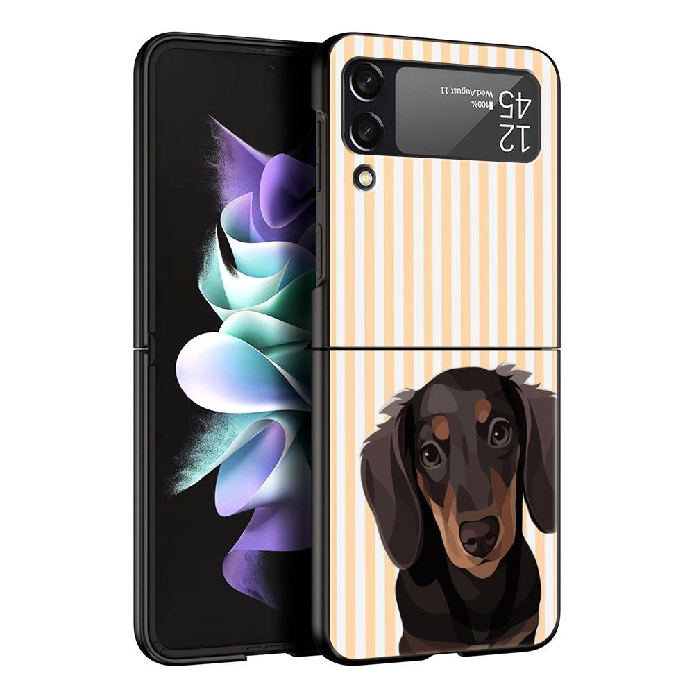 Жесткий ПК чехол для телефона Samsung Galaxy Z Flip 7 6 5 4 Черная крышка для Galaxy Z Flip 3 Складной Ударопрочный Милый Мультяшный Собака Fundas