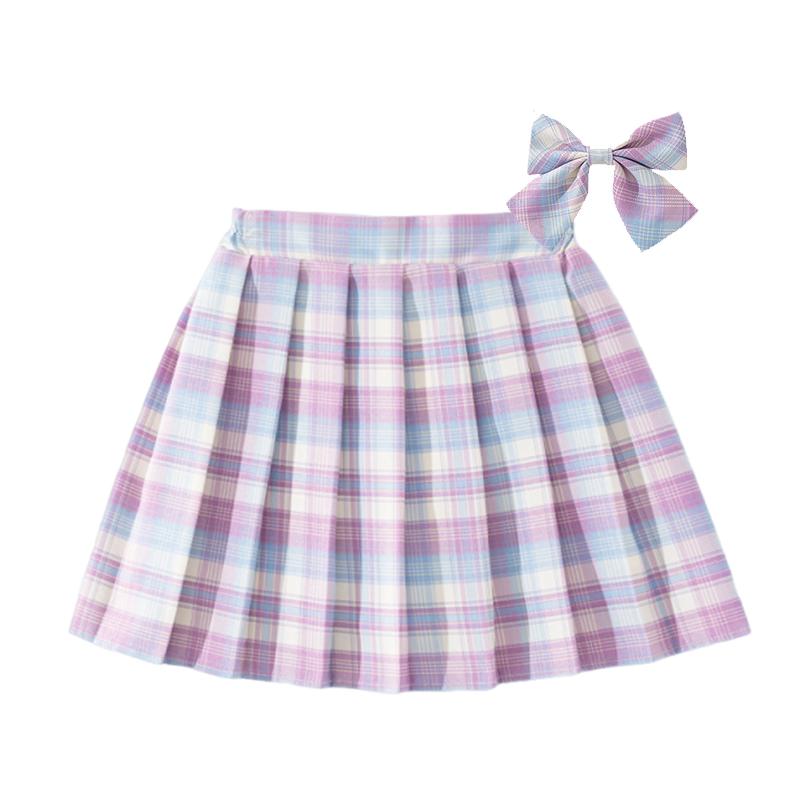 Юбки-плиссе в полоску и клетку для девочек JK, 13 цветов, 120-170, летняя детская школьная короткая юбка принцессы