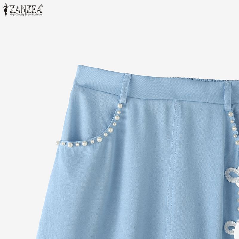 ZANZEA Женские повседневные однотонные свободные миди-юбки