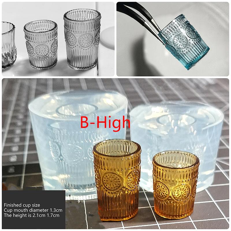 Мини-форма 1:12 миниатюрных стаканчиков для сока в кукольном домике, стаканчик для напитков, силиконовая форма для самостоятельной сборки, аксессуары для кукольного домика с УФ-клеем(Только плесень)