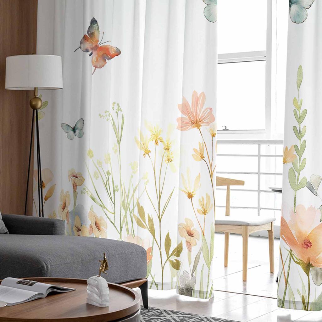Бабочки, цветы и цветы, прозрачные шторы для детской спальни, гостиной, вуаль, занавески на окна, тюль, занавески