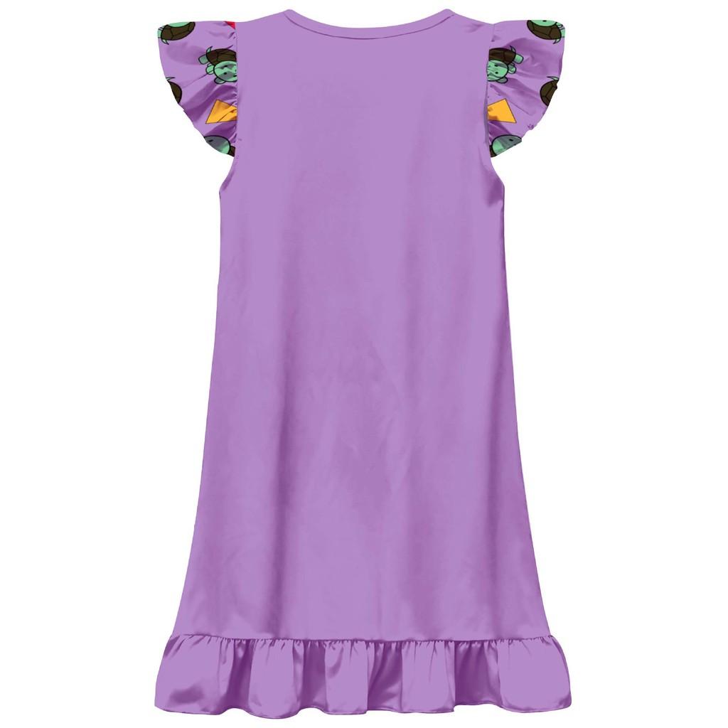 Kids Girls Anime Cartoon K-POP Animals Turtles Printed Zoey Ruffle Sleeveless Casual Dress
