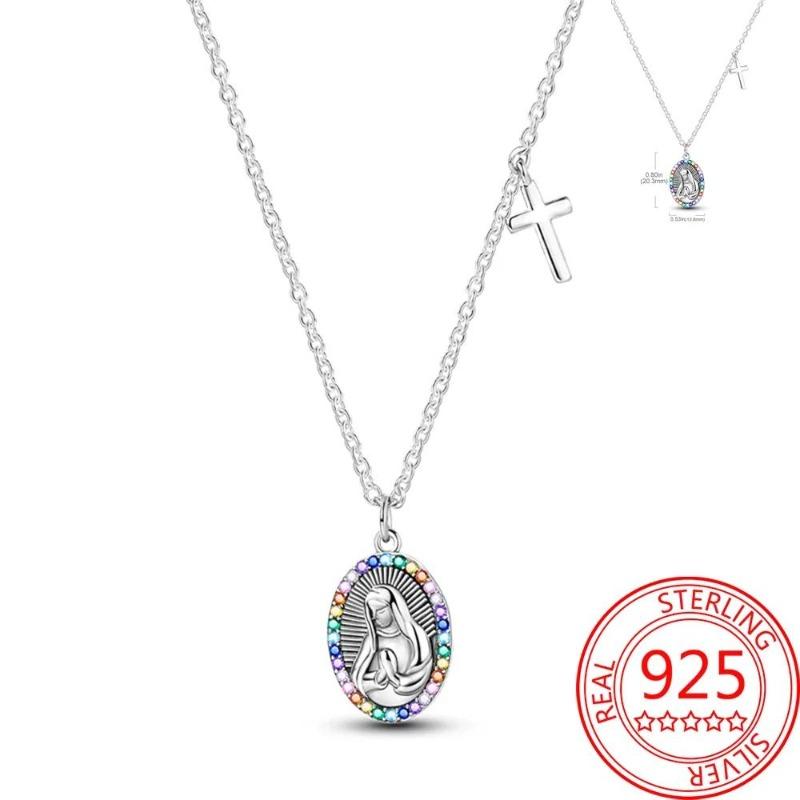 New Cross Charms The Virgin Mary Angel Pendant Necklace Beads Fit Original Copper Bracelets Fine Jewelry Diy Gift