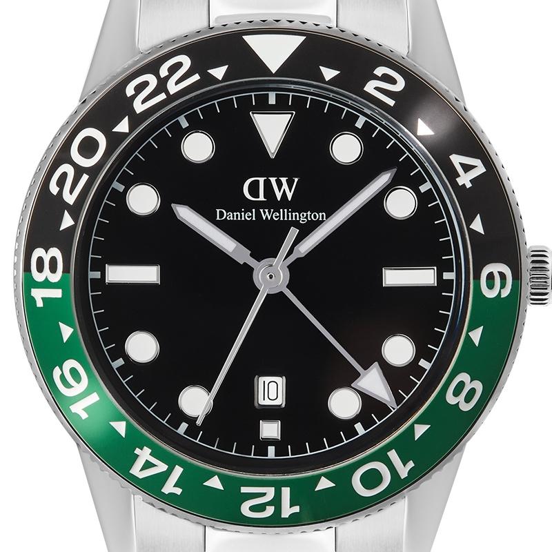 Daniel Wellington European and American watches GMT watch luminous green black bezel watch quartz movement stainless steel strap 40MM black DW00100920