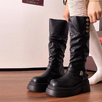 Черные ботинки на платформе женские новые Merad Spice Girls ковбойские ботинки в западном стиле