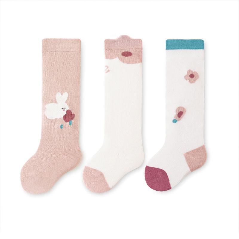 3 пары/лот детские гольфы, хлопковые милые длинные носки с героями мультфильмов для маленьких девочек и мальчиков, высокие гольфы для новорожденных, От 0 до 3 лет