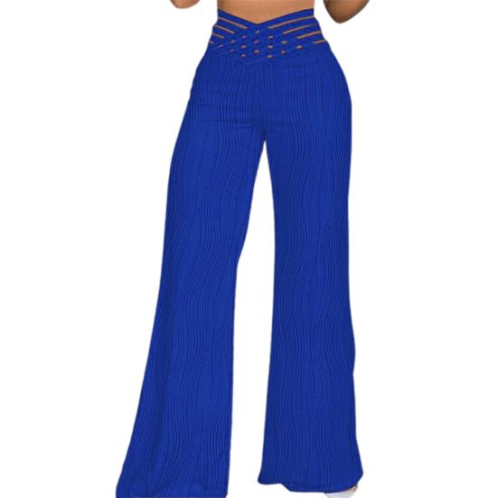 Расклешенные брюки больших размеров для женщин, V-образный вырез, высокая талия, брюки-клеш, повседневные брюки в стиле бохо с жаккардовым узором.