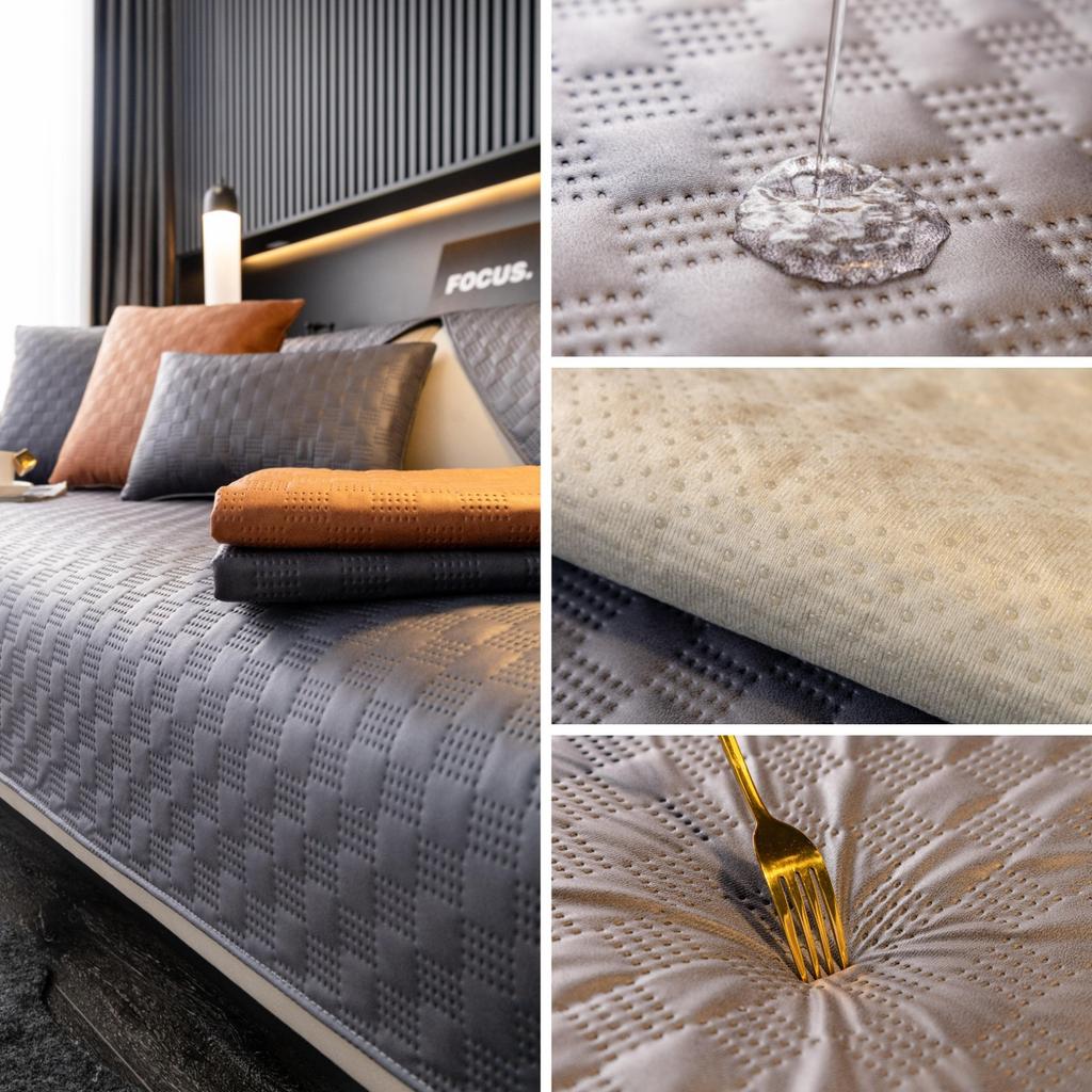 Универсальный чехол для дивана, сплошной цвет, водонепроницаемая подушка для дивана с маленькой сеткой для гостиной, нескользящий чехол для дивана, подлокотник, спинка