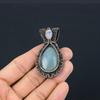 Aquamarine 999 Copper Wire Wrapped Pendant, Handmade Gemstone Pendant Jewelry, Gifts For Wife Brand New Pendant