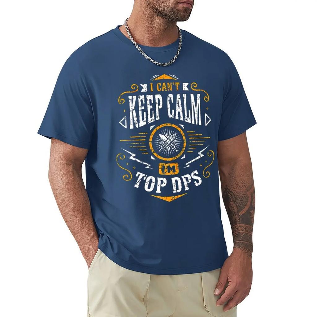 Men Clothing World Of Warcraft Role-playing Game T-Shirt WoW I Can't Keep Calm I'm DPS Fashion Short Sleeve T Shirt Tee