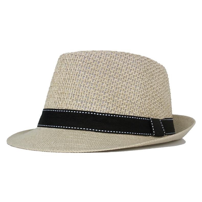Summer Middle-Aged and Elderly Straw Hat Hollow Breathable Small Jue Hat Outdoor Sunscreen Sunshade Hat Jazz Topper Hat Bowler Hat