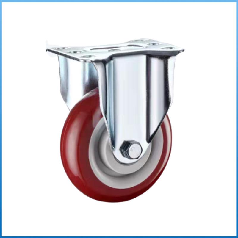 Medium Duty Swivel Casters with Brake, 3", 4", 5" In Jujube Red for Industrial Trailers