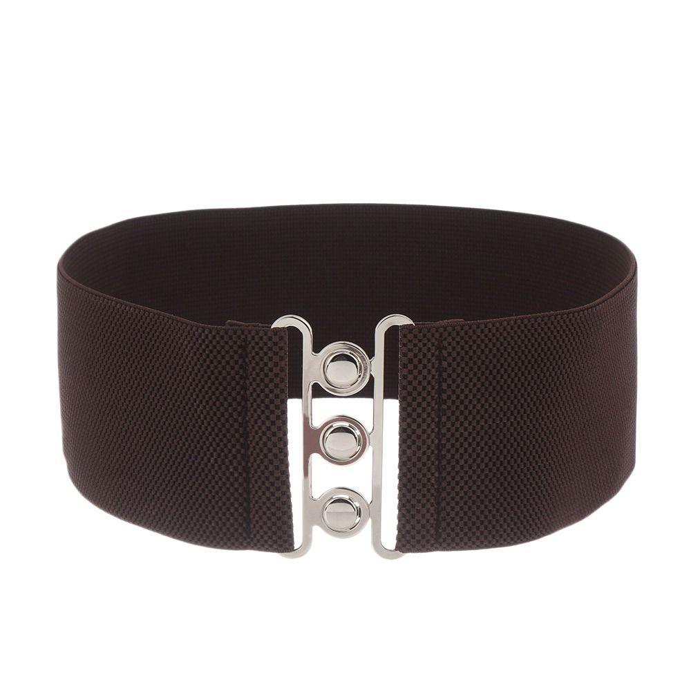 Женское повседневное широкое эластичное платье с поясом на талии, пояс с металлической пряжкой