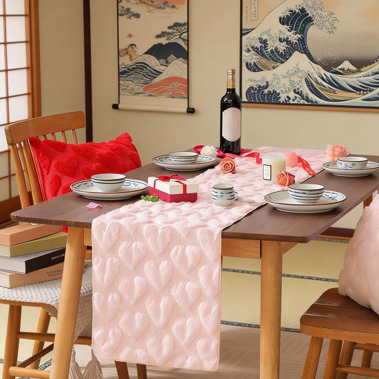 День святого Валентина Скатерть-дорожка Плюшевое сердце любви Скатерть-дорожка Пушистое сердце Романтическая скатерть-дорожка для дома Обеденный стол Юбилей Свадебная вечеринка