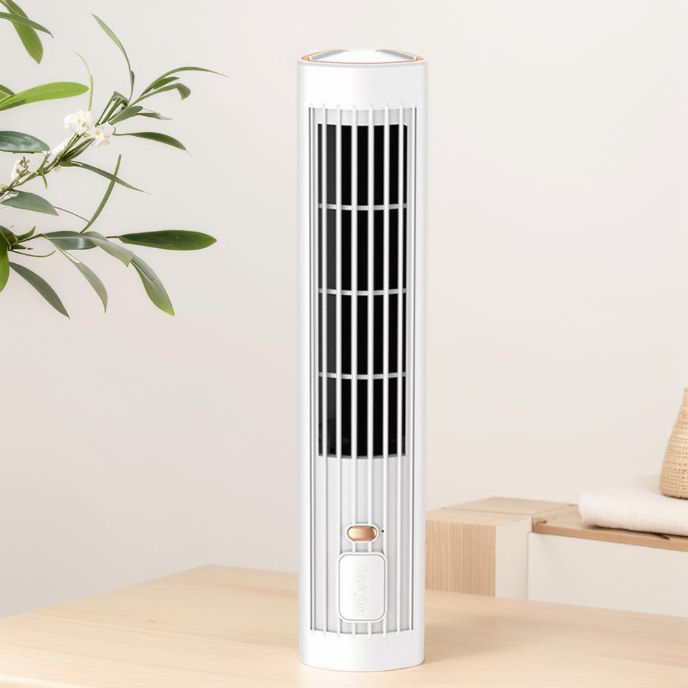 Bladeless Tower Fan USB Rechargeable 3 Speed Portable Desk Fan Electric Table Fan Portable Bladeless Fan for Living Room Bedroom