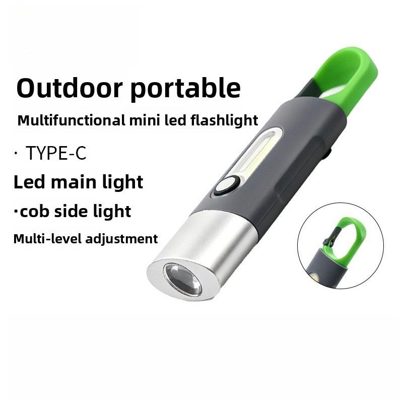 LED Flashlight Type-C Rechargeable Aluminum Alloy Telescopic Zoom Mini Portable Torch for Home Outdoor Camping Emergency Use