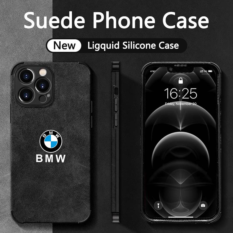 BMW Styling Sudue Phone Case Stickers for iPhone 16 Pro 11 12 Mini 13 14 Pro 15 Pro Max 7 8 Plus XR XS MAX Black Soft Edge Cover JQTYB1