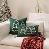 Cross-Border Christmas Tree Embroidered Canvas Pillowcases with Tassels for Sofa Decoration
