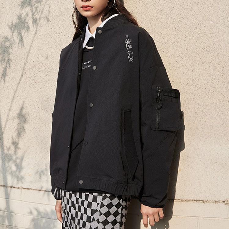 LiNing Wuhua Tianbao - Liuqi Qiongyao Sports Lifestyle Series Solid Color Loose Jacket Unisex Jacket Black AJDS347-2