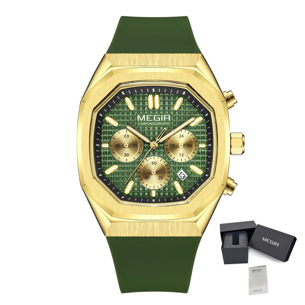 MEGIR Fashion Sport Military Watches for Men Top Luxury Quartz Wristwatch Silicone Strap Waterproof Date Clock Reloj Hombre 2215