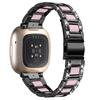 Для Fitbit Versa 4/Sense 2 Ремешок для часов из смолы Декор из нержавеющей стали и страз Ремешок для часов