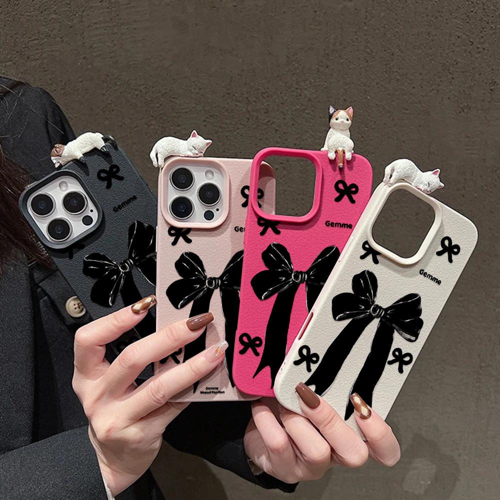 3D Чехол для телефона для iPhone 11 13 17 Pro Max 17 Air Case iPhone 13 15 16 Pro Max 12 14 Pro Max 14 15 Plus Милый 3D Котенок Мультяшный Кожаный