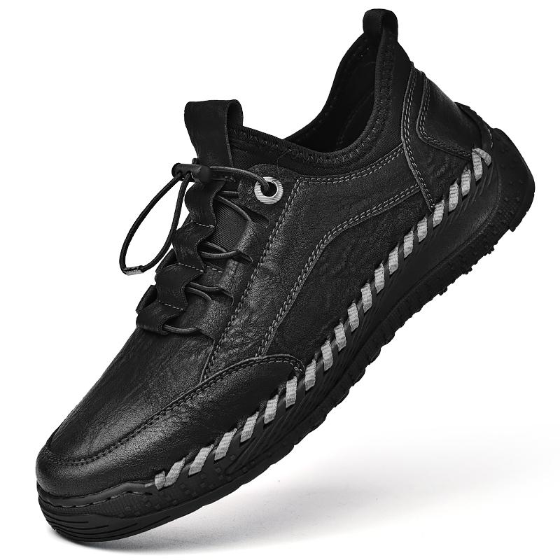 Мода 2025 Мужская повседневная кожаная обувь Мягкая подошва Нескользящая Коровья кожа Мужские кроссовки Ретро стиль Удобная шнуровка Универсальная мужская обувь для хайкинга
