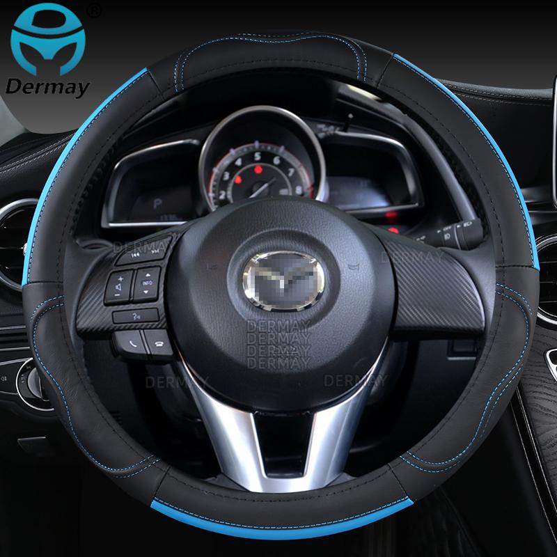 Для Mazda 2 Mazda Demio 2002 ~ 2022 натуральная кожа автомобильный чехол на руль коровья кожа спортивные автоаксессуары