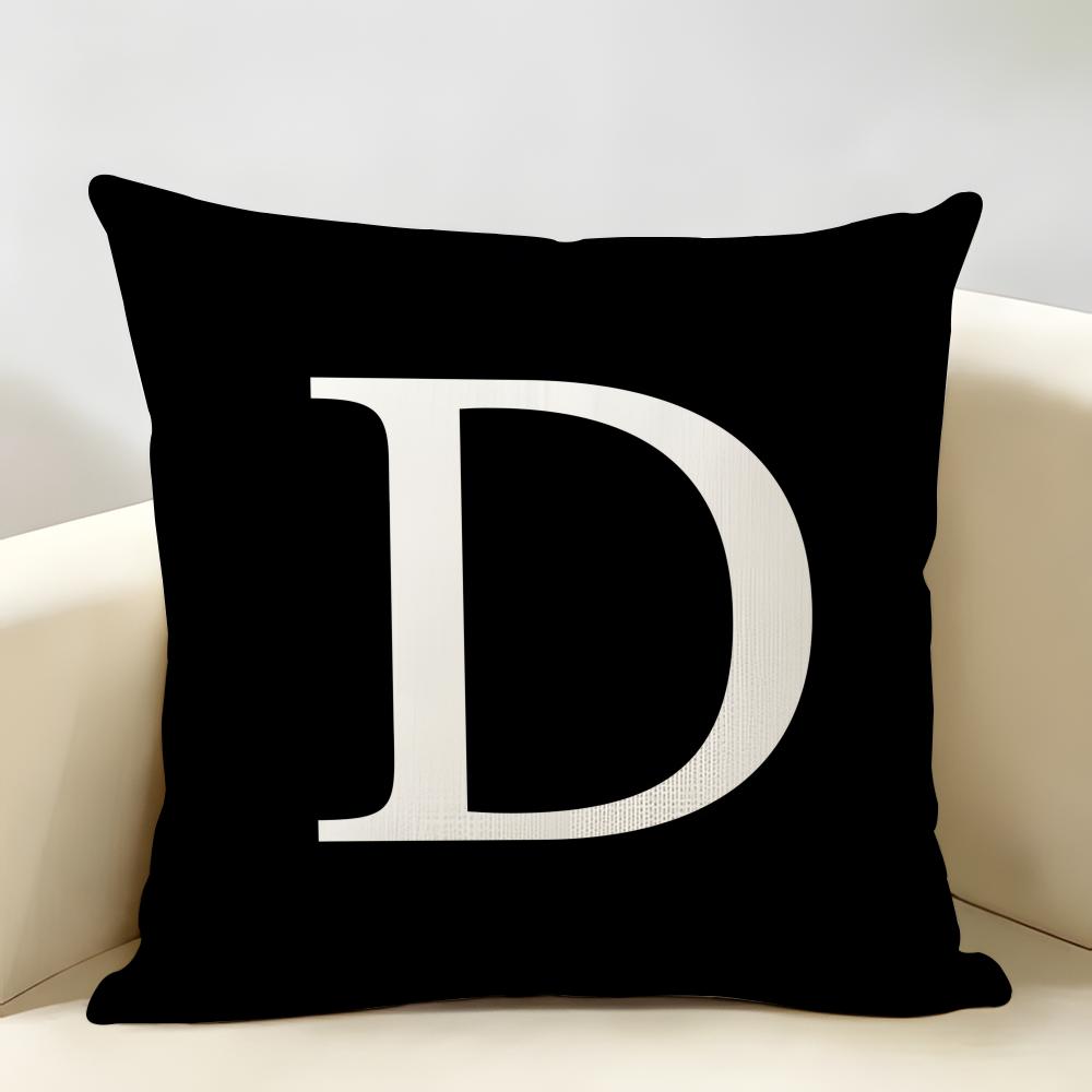 New Black White Geometric Design Cushion Cover Natural Linen Organic Fabric Printing Breathable Perfect For Home Decor