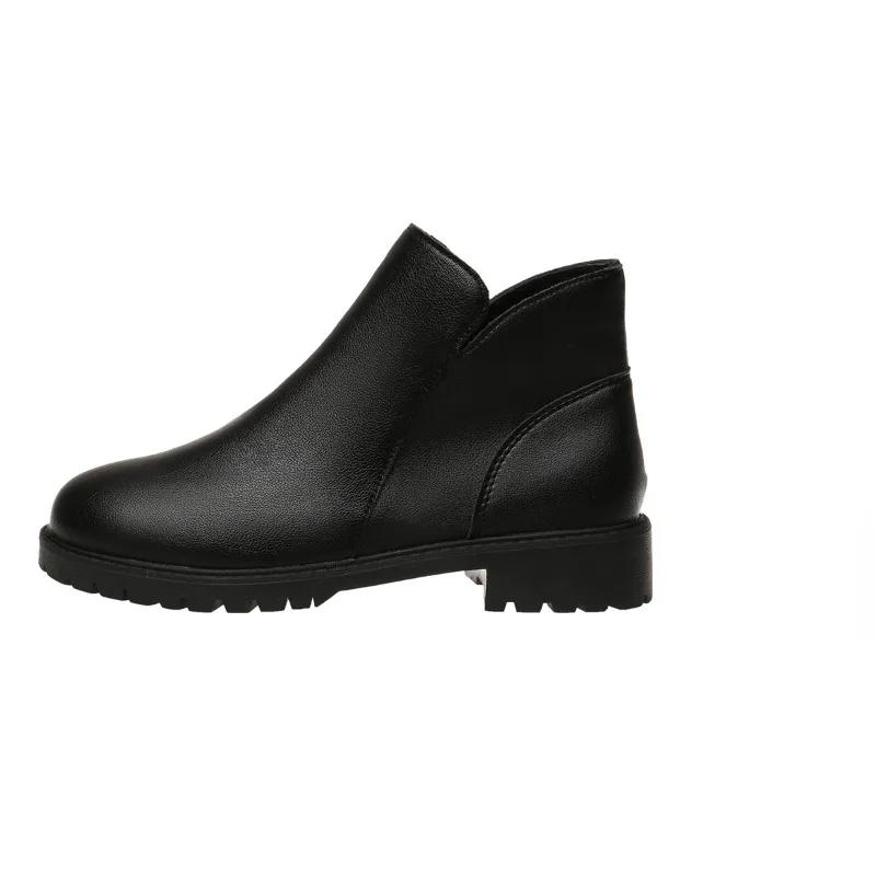 Женская обувь 2024 года, высококачественные женские ботинки на молнии, осенние, с круглым носком, однотонные, короткие, на низком каблуке, большого размера, голые ботинки