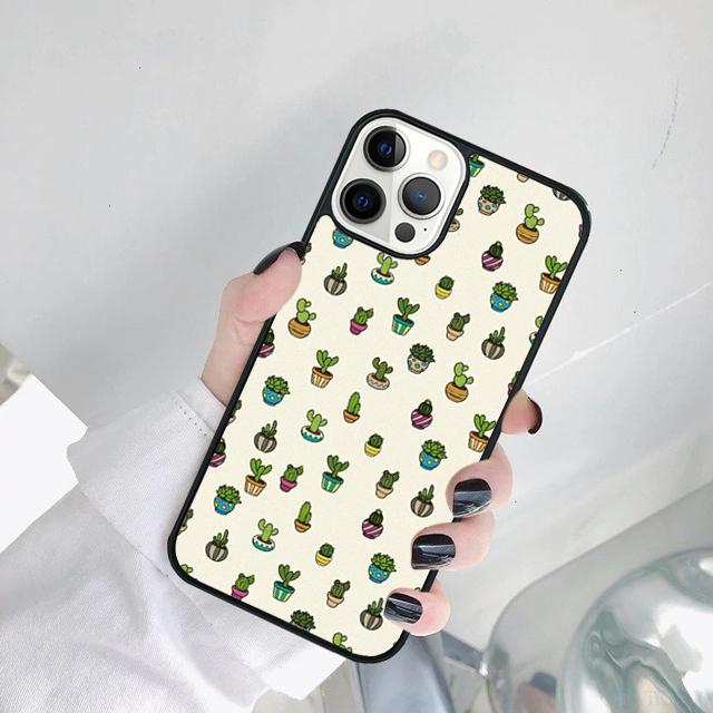 Чехол для телефона с узором кактуса Для iPhone 17 Air 15 Pro MAX 16 Plus 14 12 11 13 coque