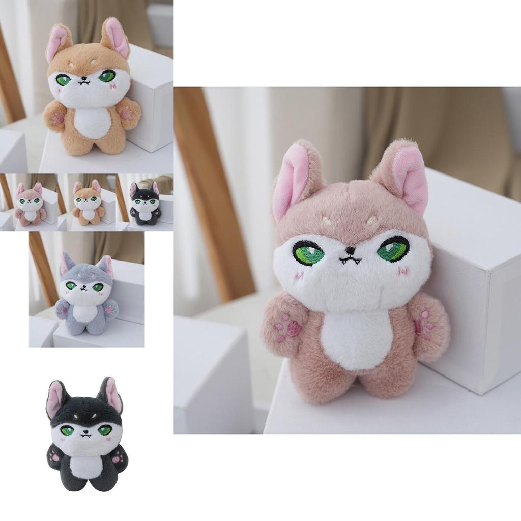 Trendy Cartoon Fox Plush Keychain Fluffy Cute Wolf Doll Bag Accessory