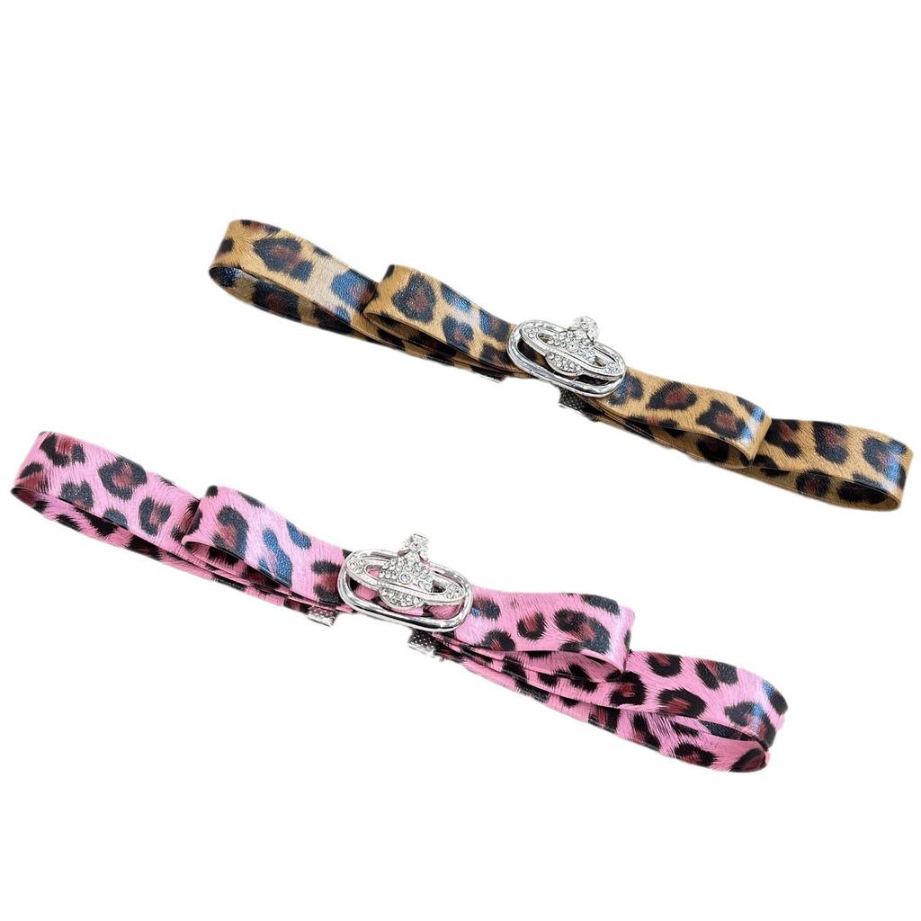 Леопардовый принт Бант Сатурн Чокер - Ретро Y2K Панк Стиль