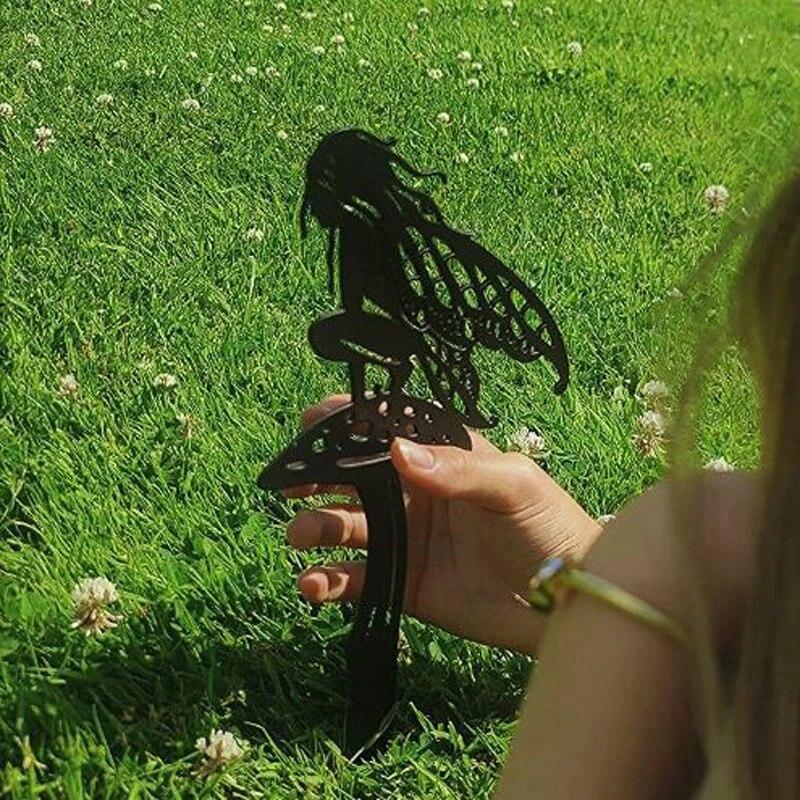 Садовая скульптура «Цветочная фея» Напольная заглушка для сада на открытом воздухе Металлические железные вставки для газона Украшения на открытом воздухе