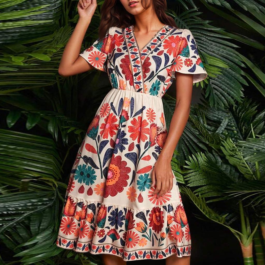 Женское летнее платье свободного покроя для пляжного отдыха, повседневное платье-жилет с глубоким V-образным вырезом, элегантное платье-рубашка