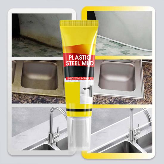 120ML White Caulk Sealant with Scraper/Brush Waterproof Strong Adhesion Bathroom Toilet Kitchen Sink Window Door Caulking Sealant