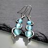 Bohemian Creative Curve Wave Earrings for Women Inlaid Hyland Cat Eye Gemstone Earrings