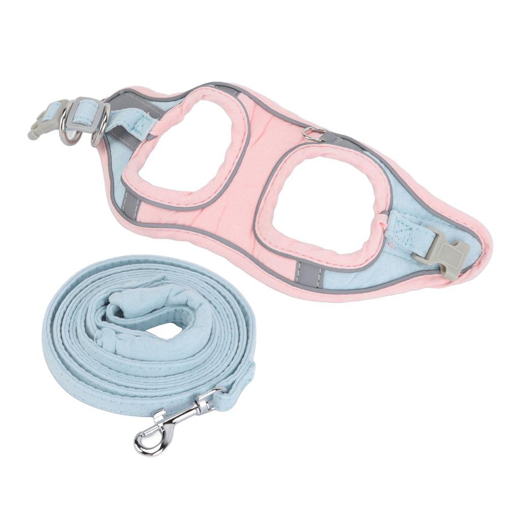 Faux Suede Cat Harness Reflective Strip Vest Harness Easy Wear Cat Leash Pet Travel