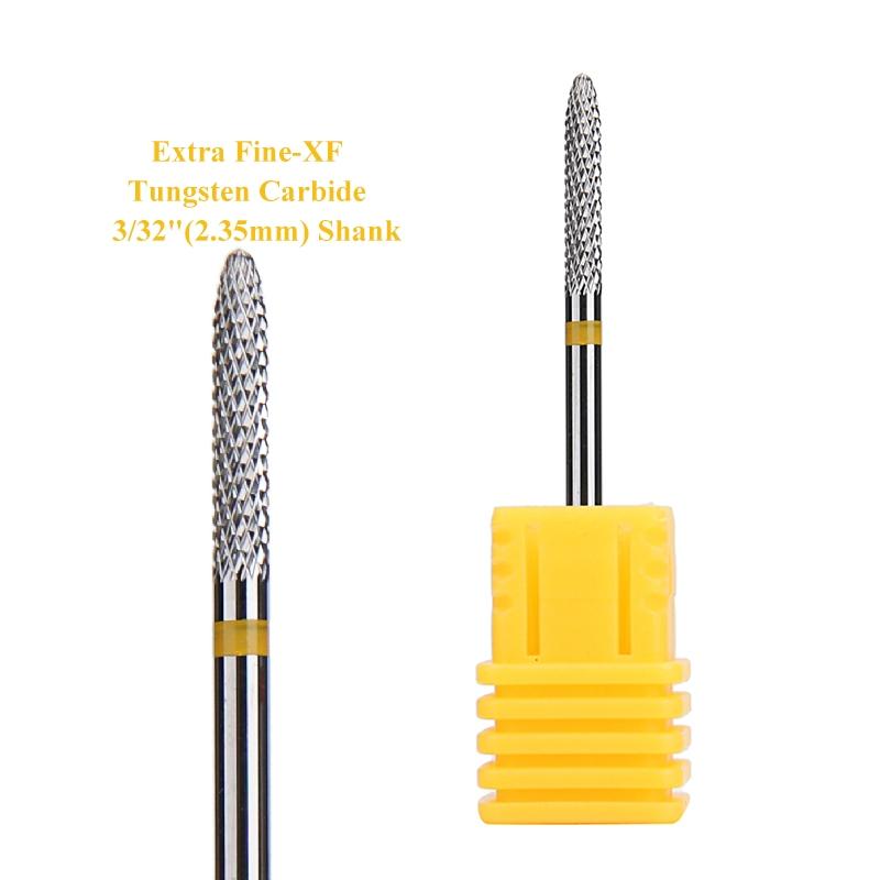 1 шт., конусное сверло для ногтей из карбида вольфрама 3/32 дюйма, вращающиеся фрезы для маникюра, аксессуары для электродрелей, инструмент для фрезерования ногтей