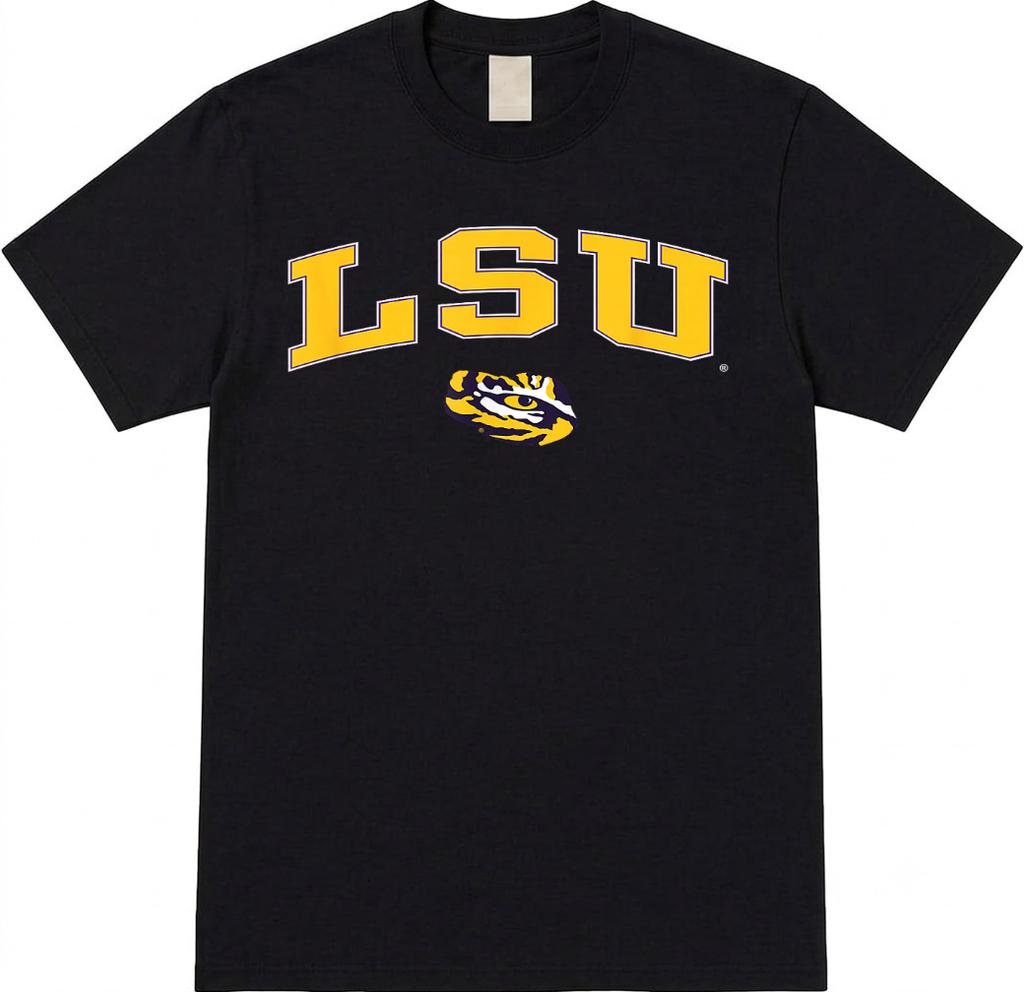 Футболка LSU Tigers Арка над Фиолетовым Официально Лицензированная Колледжная Футболка