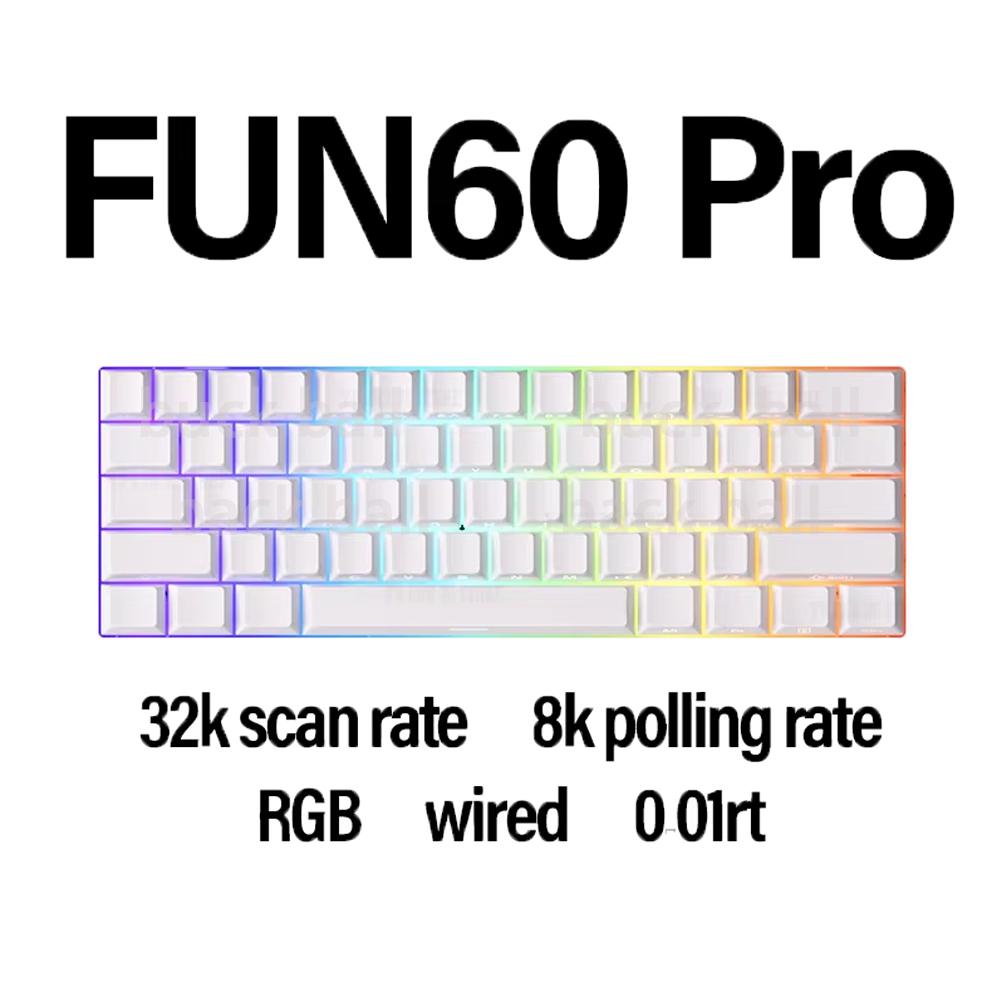 Monsgeek Fun60 Магнитная клавиатура с переключателем Tri Mode Беспроводная механическая клавиатура Custom 8KHz RT0.01 Магнитная клавиатура Аксессуар для ПК