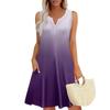 Женские летние платья Свободные сарафаны без рукавов с V-образным вырезом Платье с карманами
