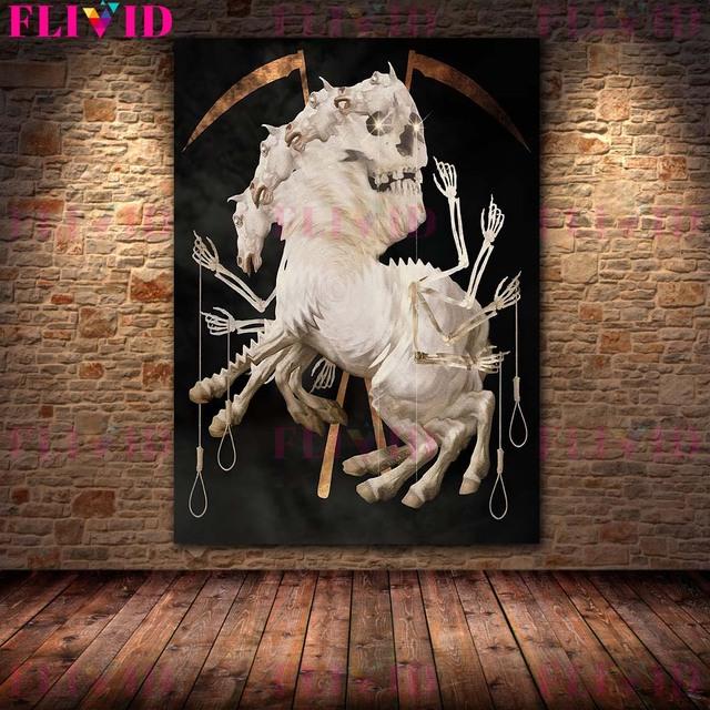 Сюрреалистический художественный постер Dark Demon Terror Art и печатная стена с портретом готического призрака