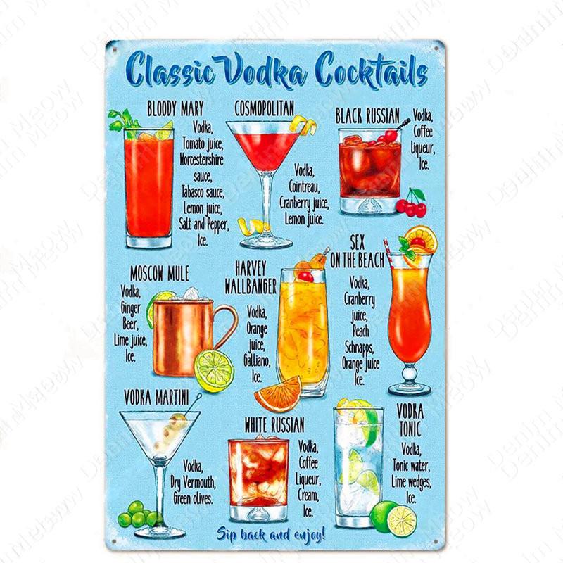 Классический Коктейли Металлический Плакат Московский Мул Старинные Оловянные Вывески Бар Украшения Дома Джин Виски Водка Текила Настенная Художественная Тарелка N365