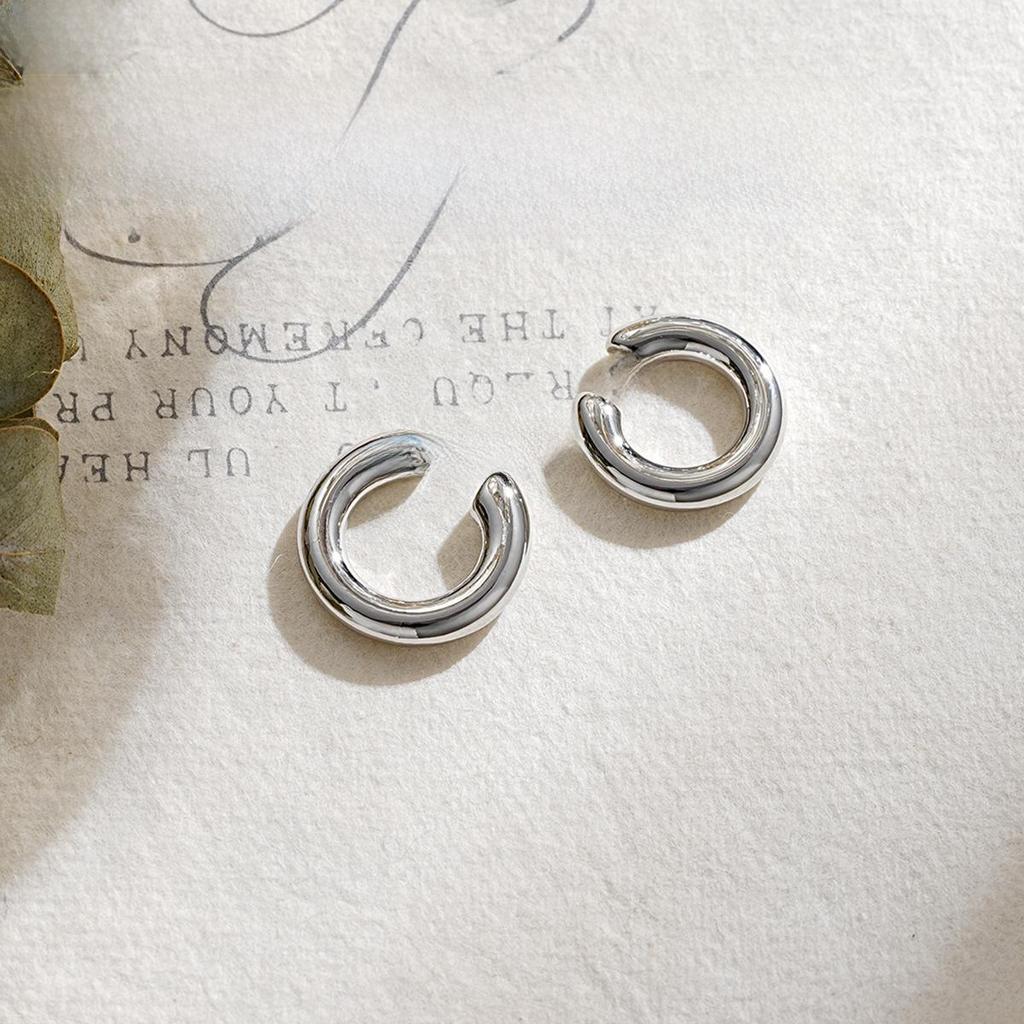 Асимметричный металлический зажим для ушей европейского и американского образца: Двойная круглая серьга в форме буквы С для женщин