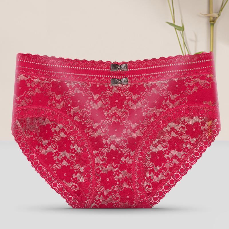 Lace Underwear for Women with No Marks Sexy and Charming Middle Waist Buttocks Up Breathable Cotton Crotch Breathable Women's Underwear