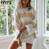Women's Fashion Casual Fall Winter Colour Block Print Long Sleeve O-Neck Sweaters