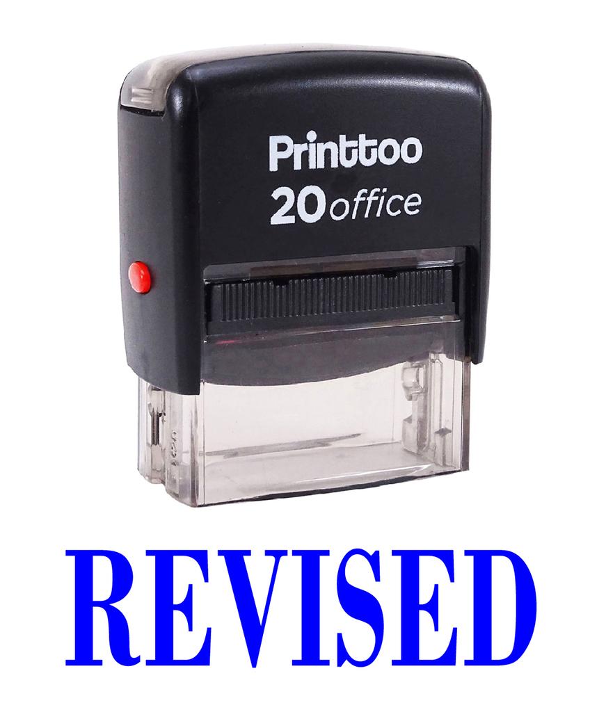 Printtoo Office Stationary REVISED Self Inking Rubber Stamp Custom