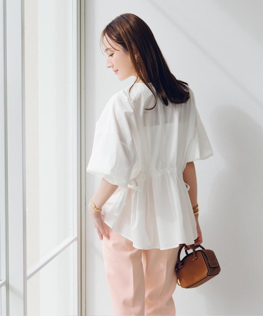 Yours Crew Neck Drawstring Blouse BFXU1798 Medium White Waist-Marked Women's